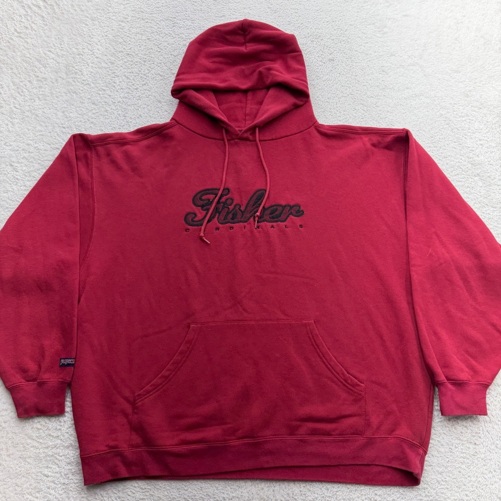 Jansport St John Fisher Cardinals Hoodie Mens XL Maroon Red Embroidered Pullover